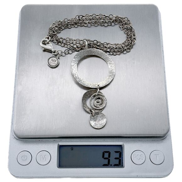 Vintage Israel Silpada Sterling Silver 925 Triple Disc Pendant Necklace 18.5" - Picture 5 of 5